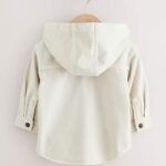 Ecru Bear Twill Hooded Overshirt and T-Shirt Set