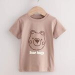 Ecru Bear Twill Hooded Overshirt and T-Shirt Set