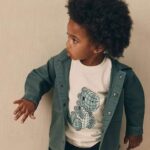 Dark Teal Blue Twill Hooded Overshirt and T-Shirt Set