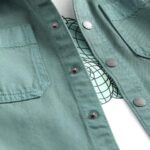 Dark Teal Blue Twill Hooded Overshirt and T-Shirt Set