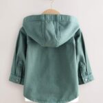 Dark Teal Blue Twill Hooded Overshirt and T-Shirt Set