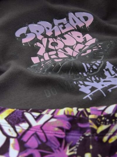 Grafitti Charcoal Grey Graphic Print Hoodie Leggings Set