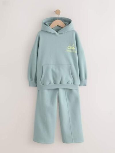 Blue Hoodie and Wide Leg Joggers Set
