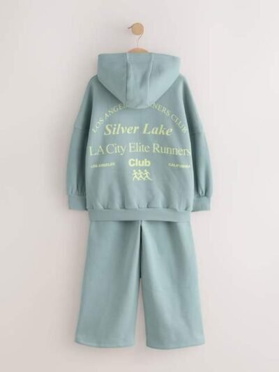 Blue Hoodie and Wide Leg Joggers Set