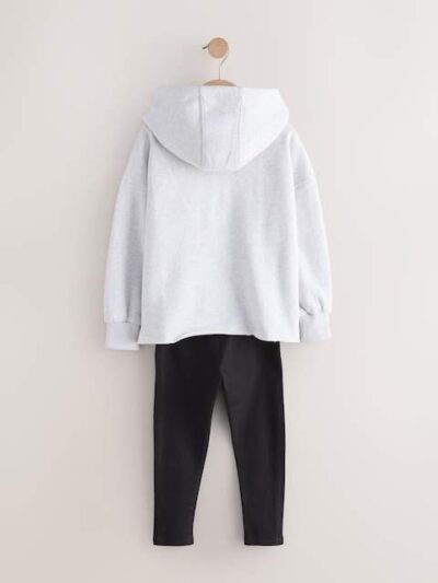 Grey Slogan Hoodie And Leggings Set