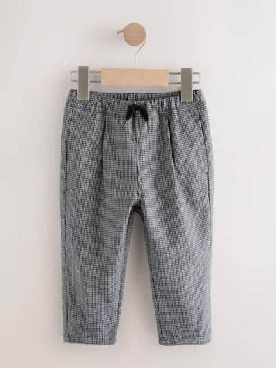 Black/White Grid Check Pull On Smart Trousers