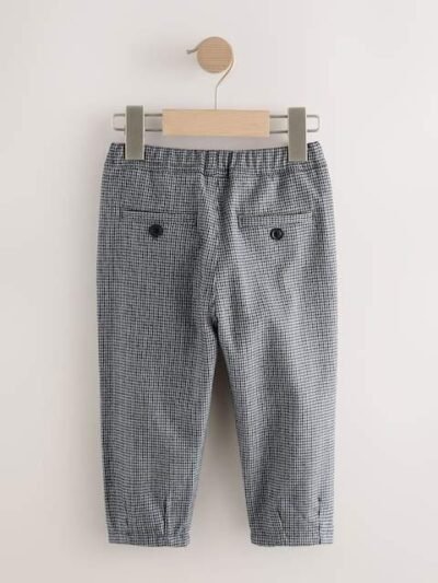 Black/White Grid Check Pull On Smart Trousers