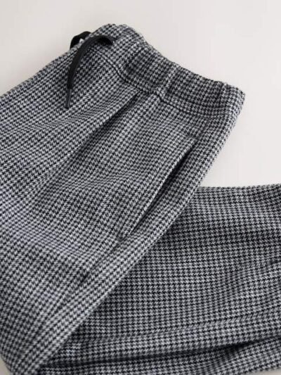Black/White Grid Check Pull On Smart Trousers