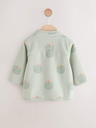Sage Green Apple Print Baby Micro Fleece Jacket