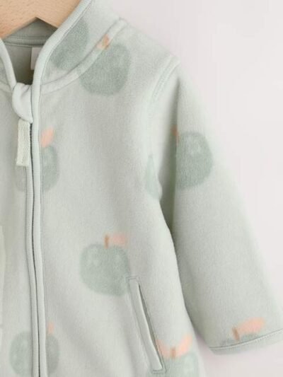 Sage Green Apple Print Baby Micro Fleece Jacket