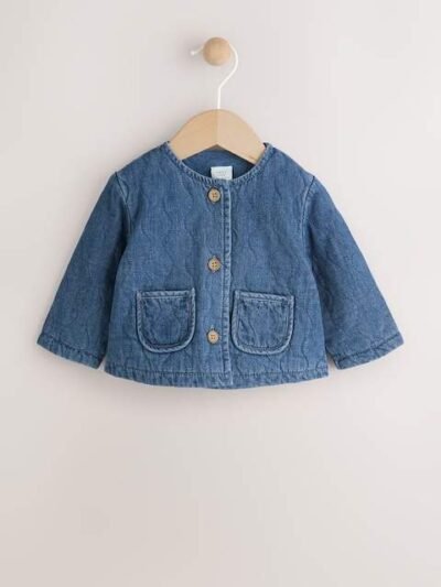 Blue Denim Jersey Quilted Baby Jacket