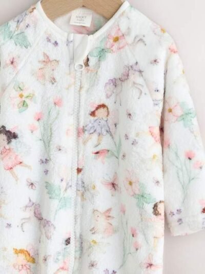 Cream Baby Fleece Sleepsuit