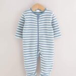 Blue Baby Micro Fleece Two Way Zip Sleepsuits 4 Pack
