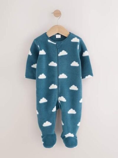 Blue Baby Micro Fleece Two Way Zip Sleepsuits 4 Pack
