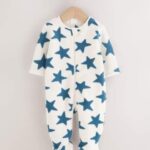 Blue Baby Micro Fleece Two Way Zip Sleepsuits 4 Pack