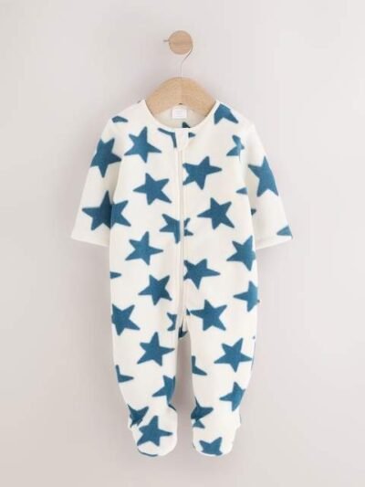 Blue Baby Micro Fleece Two Way Zip Sleepsuits 4 Pack