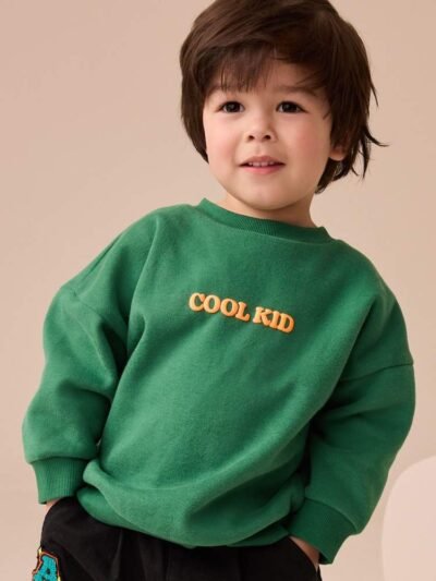 Green/Orange All-Over Print Crew Neck Sweatshirt