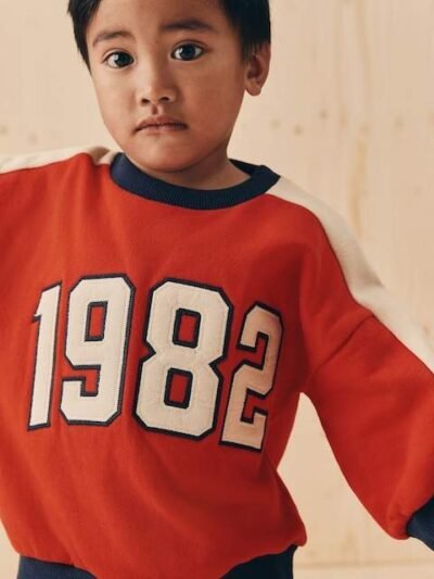 Red 1982 All-Over Print Crew Neck Sweatshirt