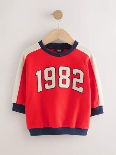 Red 1982 All-Over Print Crew Neck Sweatshirt