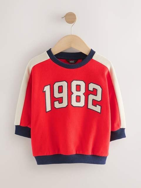 Red 1982 All-Over Print Crew Neck Sweatshirt