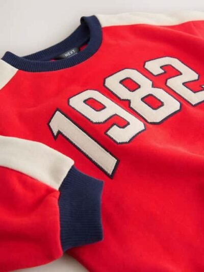 Red 1982 All-Over Print Crew Neck Sweatshirt