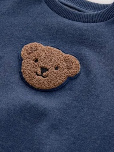 Navy Blue Bear All-Over Print Crew Neck Sweatshirt