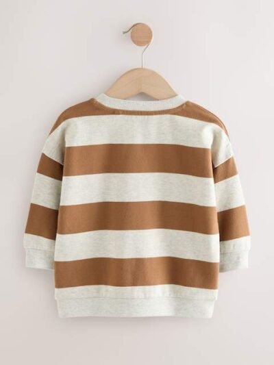 Chocolate Brown/Ecru All-Over Print Crew Neck Sweatshirt