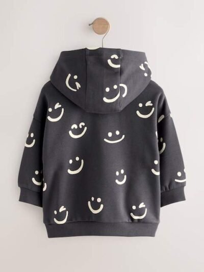 Black/White Long Sleeve Printed Hoodie