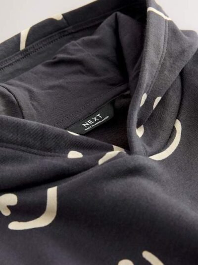 Black/White Long Sleeve Printed Hoodie