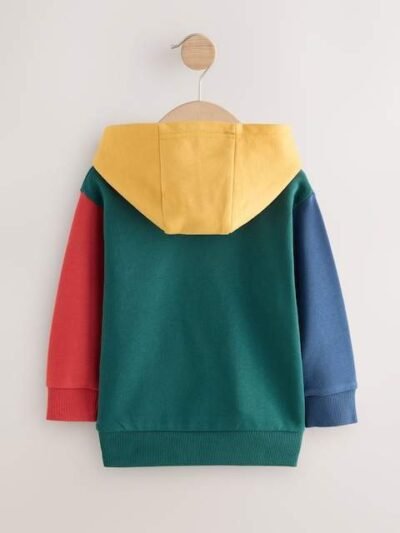 Green Colourblock Long Sleeve Printed Hoodie