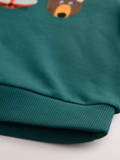 Green Colourblock Long Sleeve Printed Hoodie