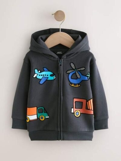 Navy Zip Through Hoodie