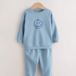 Light Blue Single Printed Crew and Joggers Set
