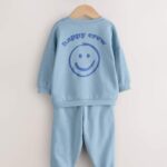 Light Blue Single Printed Crew and Joggers Set