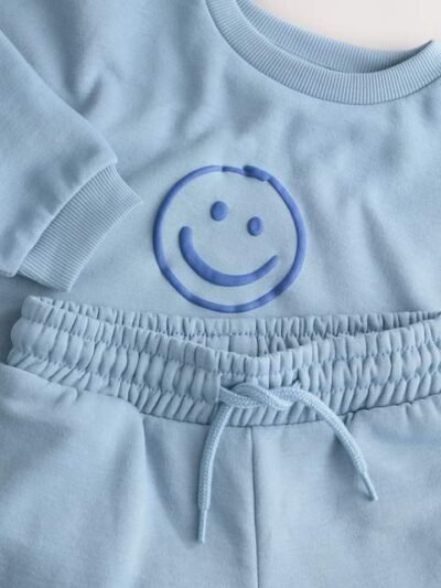 Light Blue Single Printed Crew and Joggers Set