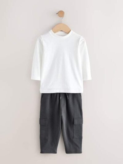 Charcoal Grey T-Shirt And Joggers 3 Piece Set