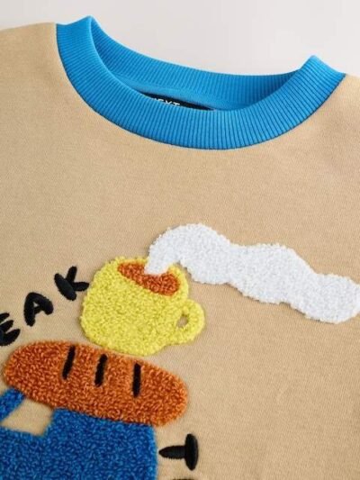 Tan Brown Single Sweatshirt and Joggers Set