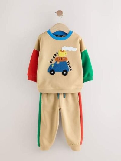 Tan Brown Single Sweatshirt and Joggers Set