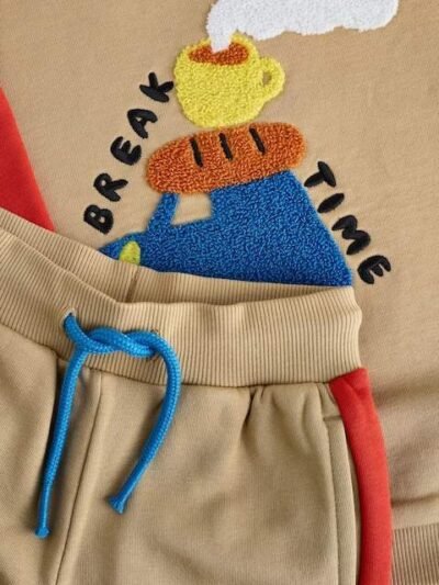 Tan Brown Single Sweatshirt and Joggers Set