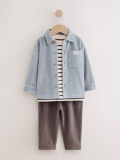 Blue Cord T-Shirt And Joggers 3 Piece Set