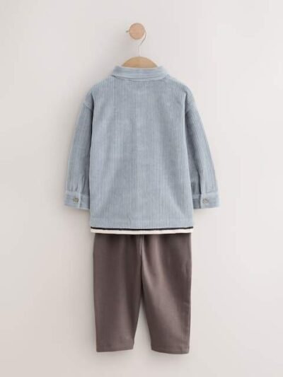 Blue Cord T-Shirt And Joggers 3 Piece Set