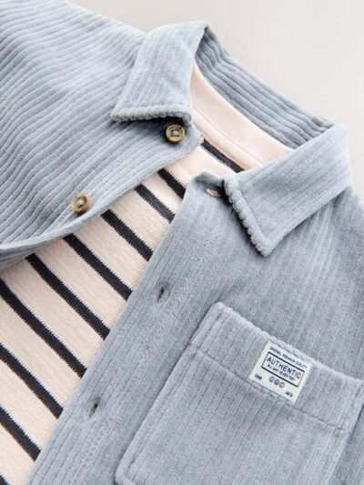 Blue Cord T-Shirt And Joggers 3 Piece Set