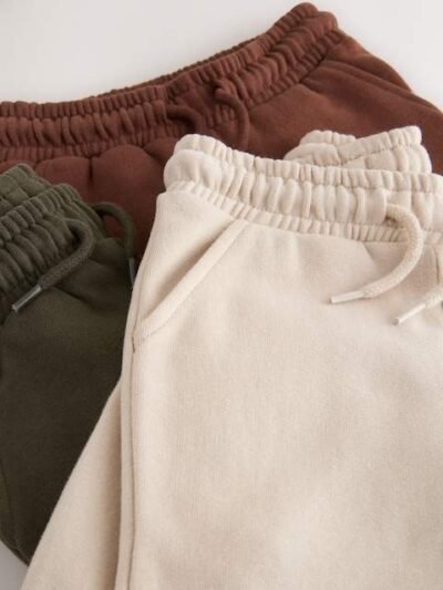 Khaki Green/ Rust Brown/ Ecru Soft Touch Joggers 3 Pack