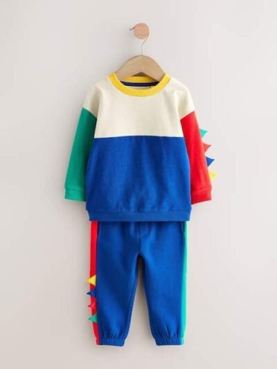 Multi Dino Spikes Long Sleeve Soft Touch T-Shirt and Joggers Set