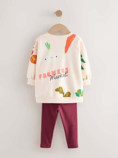 Cream Vegetable Characters Sweatshirt and Leggings Set