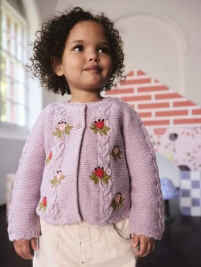 Purple Cath Kidston Floral Cable Cardigan