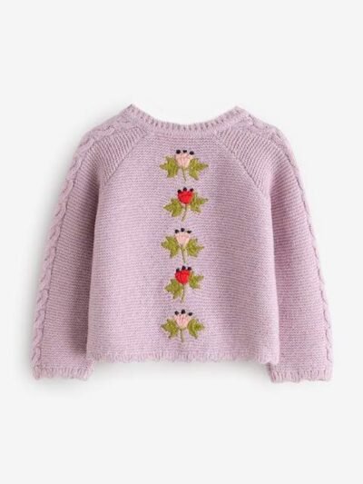 Purple Cath Kidston Floral Cable Cardigan