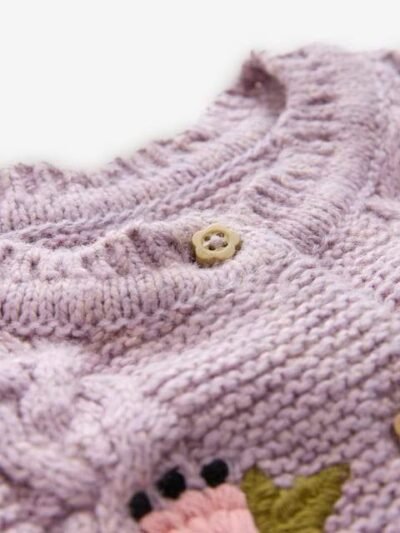 Purple Cath Kidston Floral Cable Cardigan