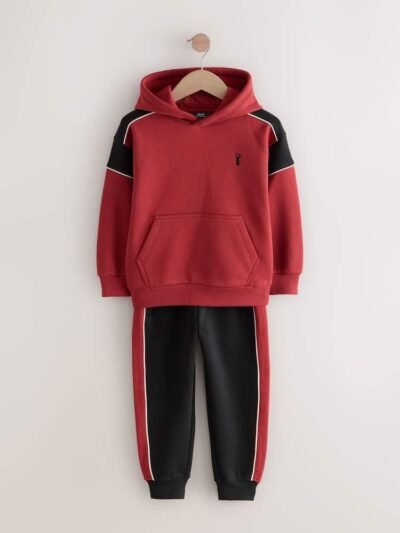 Black/Red Colourblock Hoodie Set