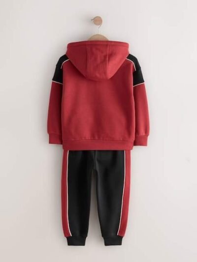 Black/Red Colourblock Hoodie Set